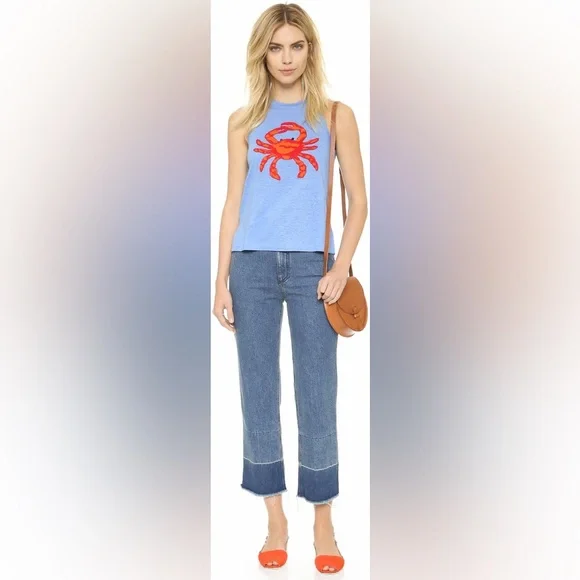 Tory Burch Crab Embellished Tank in Blue Dusk - Picture 2 of 11